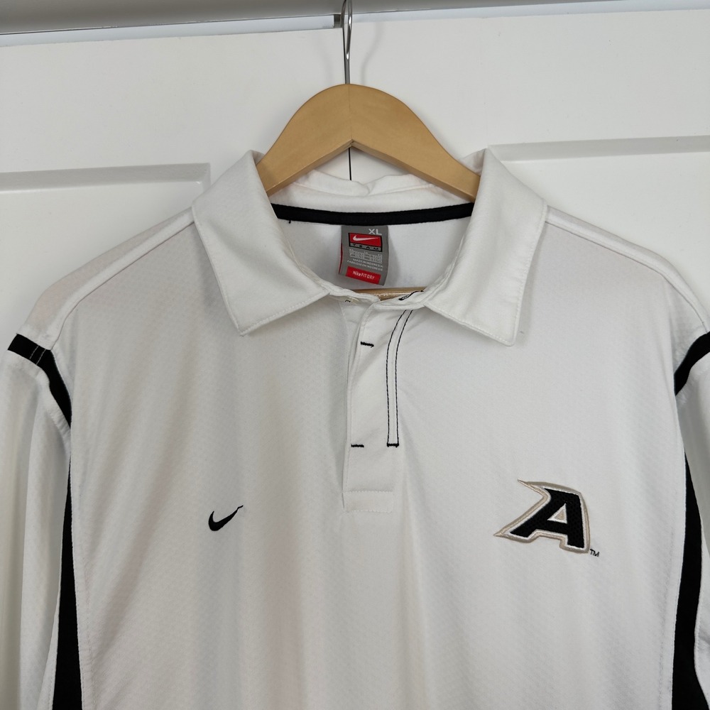Mens Nike Army West Point Polo Shirt XL White Vintage Silver Tag Fit Dry Sport